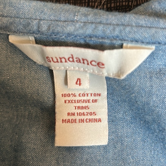 Sundance Denim Ruffle Shirt(wire insert to hold Ruffle in place. Size 4. - Picture 6 of 7